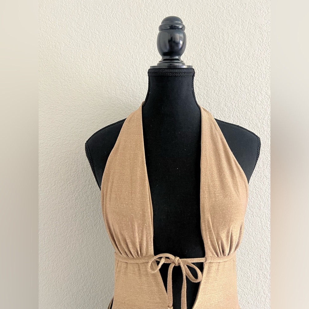 Gold Halter Sexy One-Piece Swimsuit by Everything but Water - Picture 4 of 11
